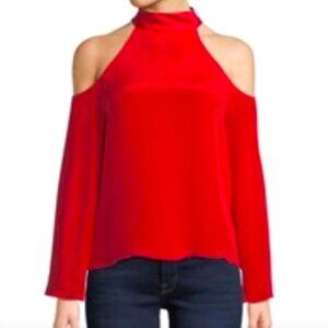 Ramy Brook NY | Top | Serena Mock Neck Silk Blouse in Red | Women’s XS